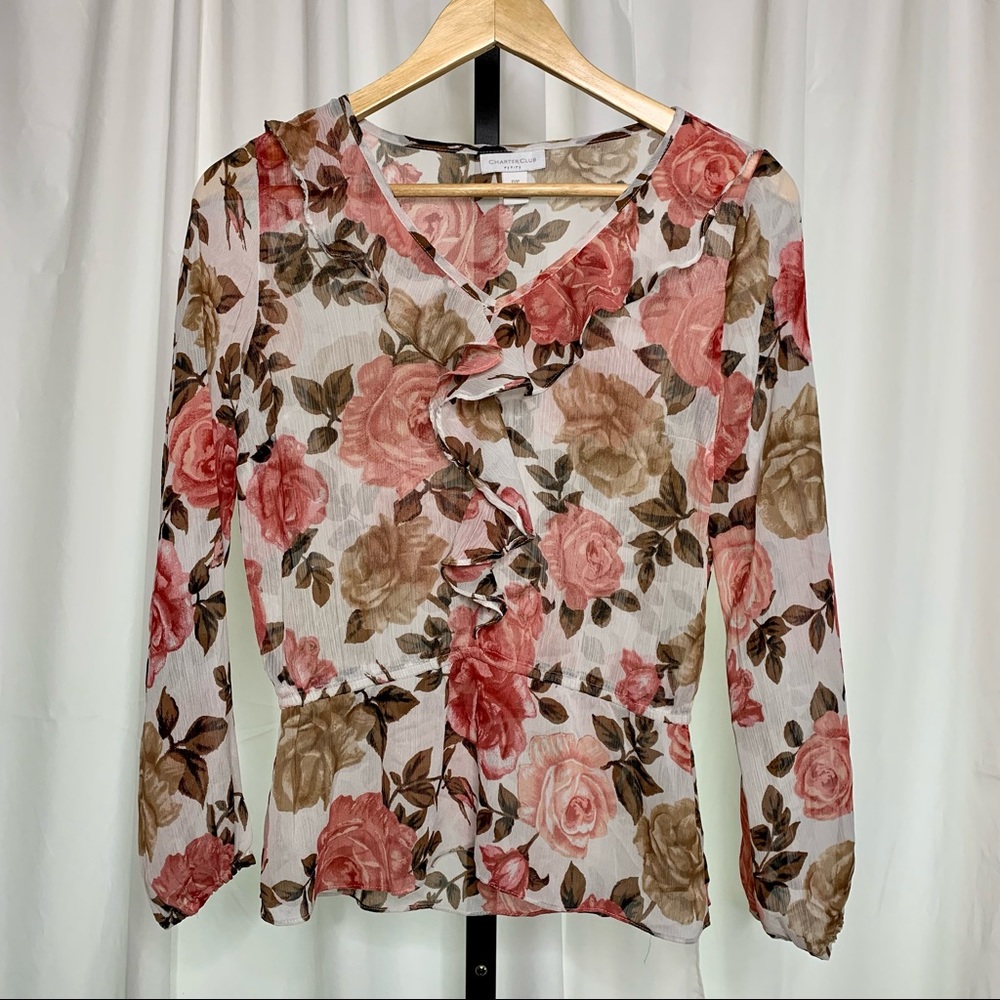 Charter Club Roses Ruffle Blouse - Picture 6 of 10